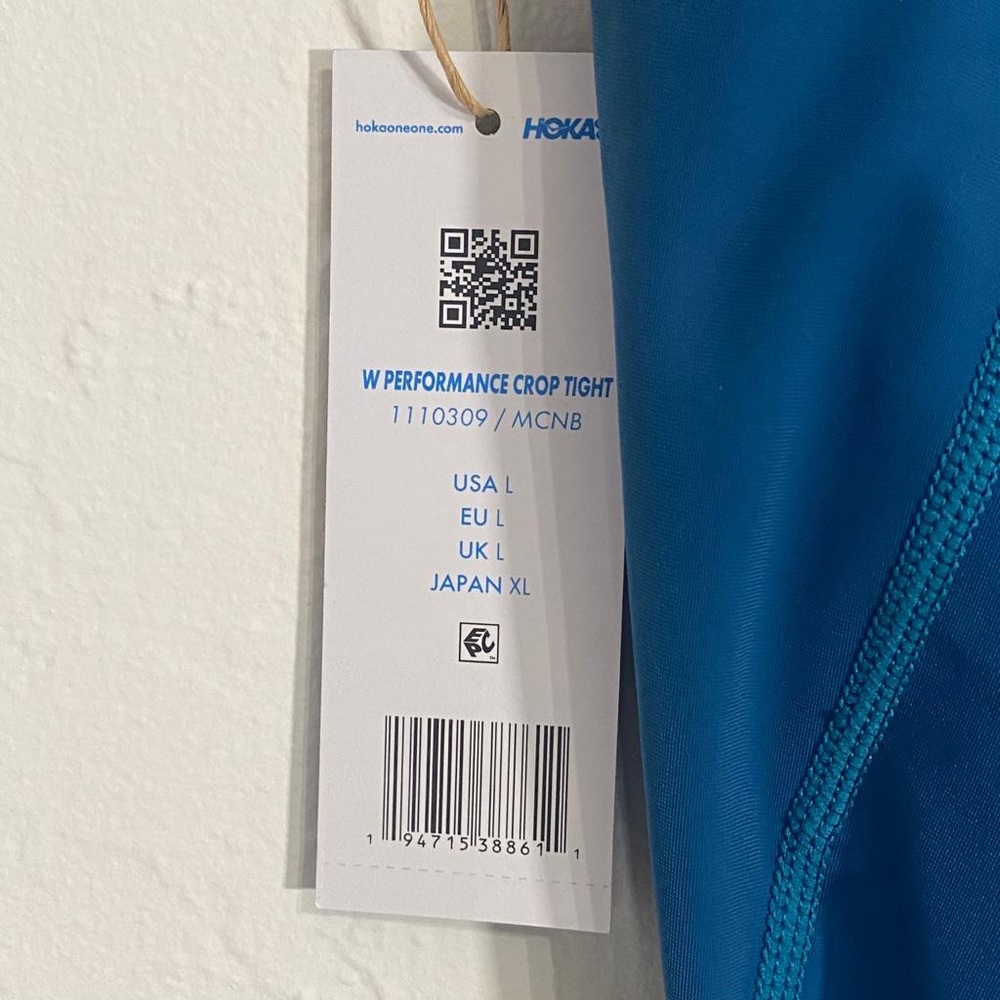 Hoka Teal Performance Crop Tights Leggings Large Side Pockets NWT - Picture 3 of 15